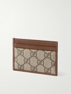 GUCCI - Leather-Trimmed Monogrammed Coated-Canvas Cardholder