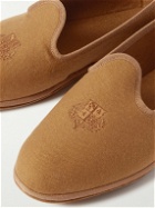 Loro Piana - Logo-Embroidered Cashmere Slippers - Brown