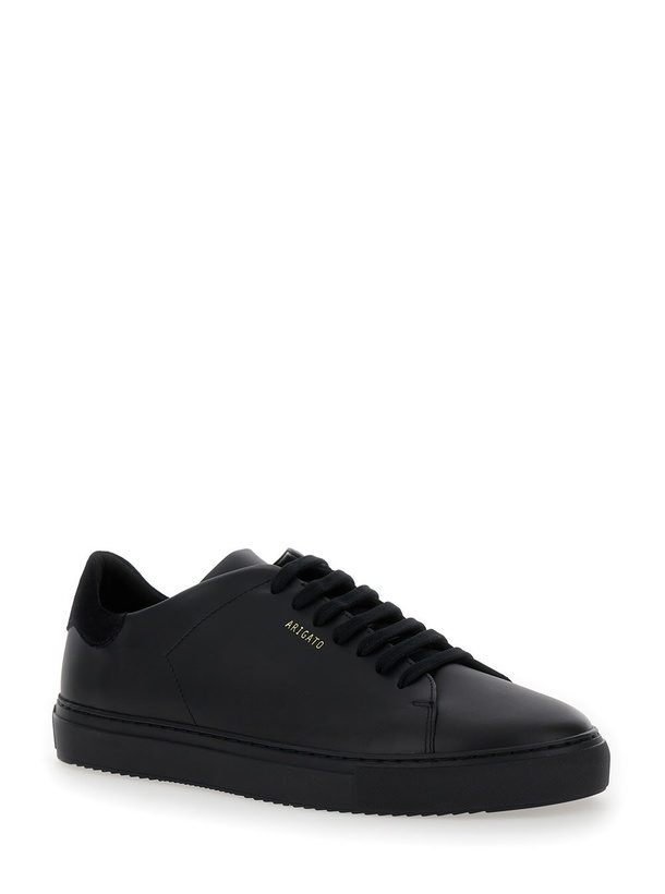 Photo: Axel Arigato clean 90 Black Low Top Sneakers With Laminated Logo In Leather Man