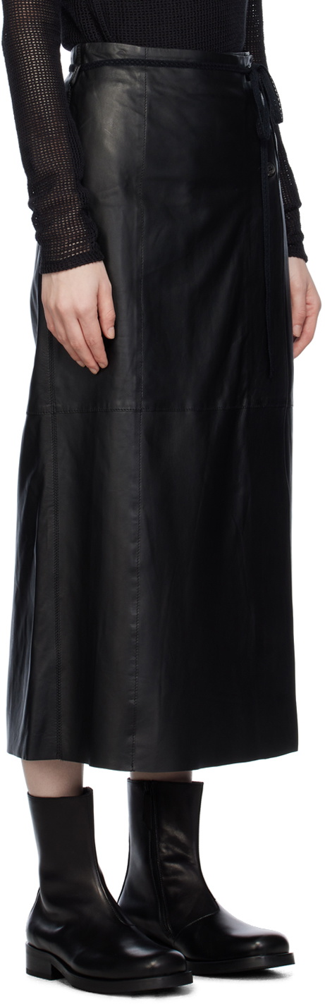 Our Legacy Black Sarong Leather Midi Skirt Our Legacy
