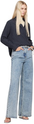 3.1 Phillip Lim Blue Wide Leg Belted Jeans