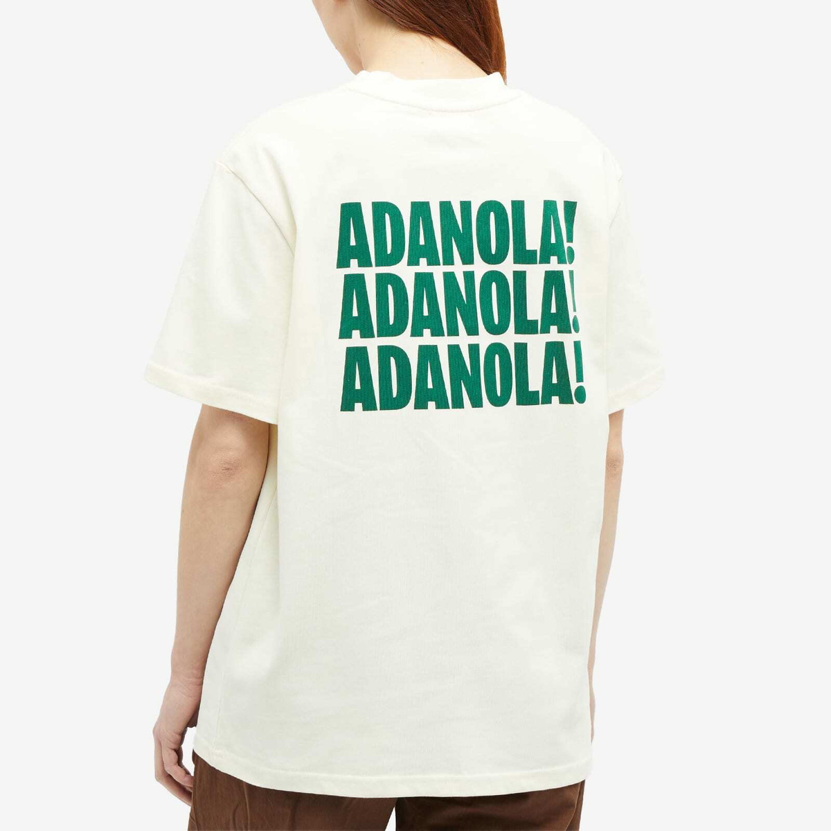 Adanola Women's Resort Sports Short Sleeve Oversized T-Shirt in Cream/Forest Green