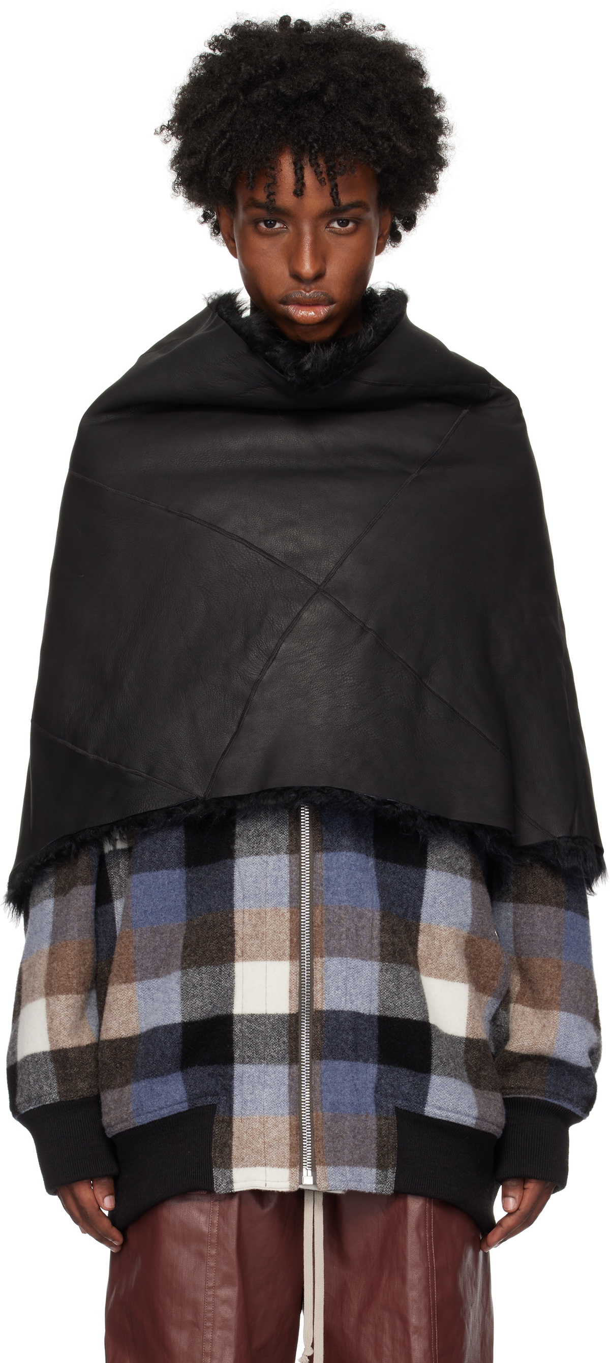 Rick Owens Black Shearling Reversible Cowl Rick Owens