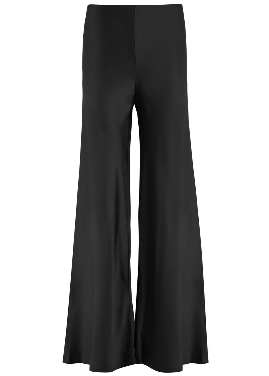 Norma Kamali Bias Elephant Wide-leg Satin Trousers Black