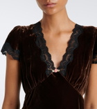 Rixo Karia lace-trimmed velvet top