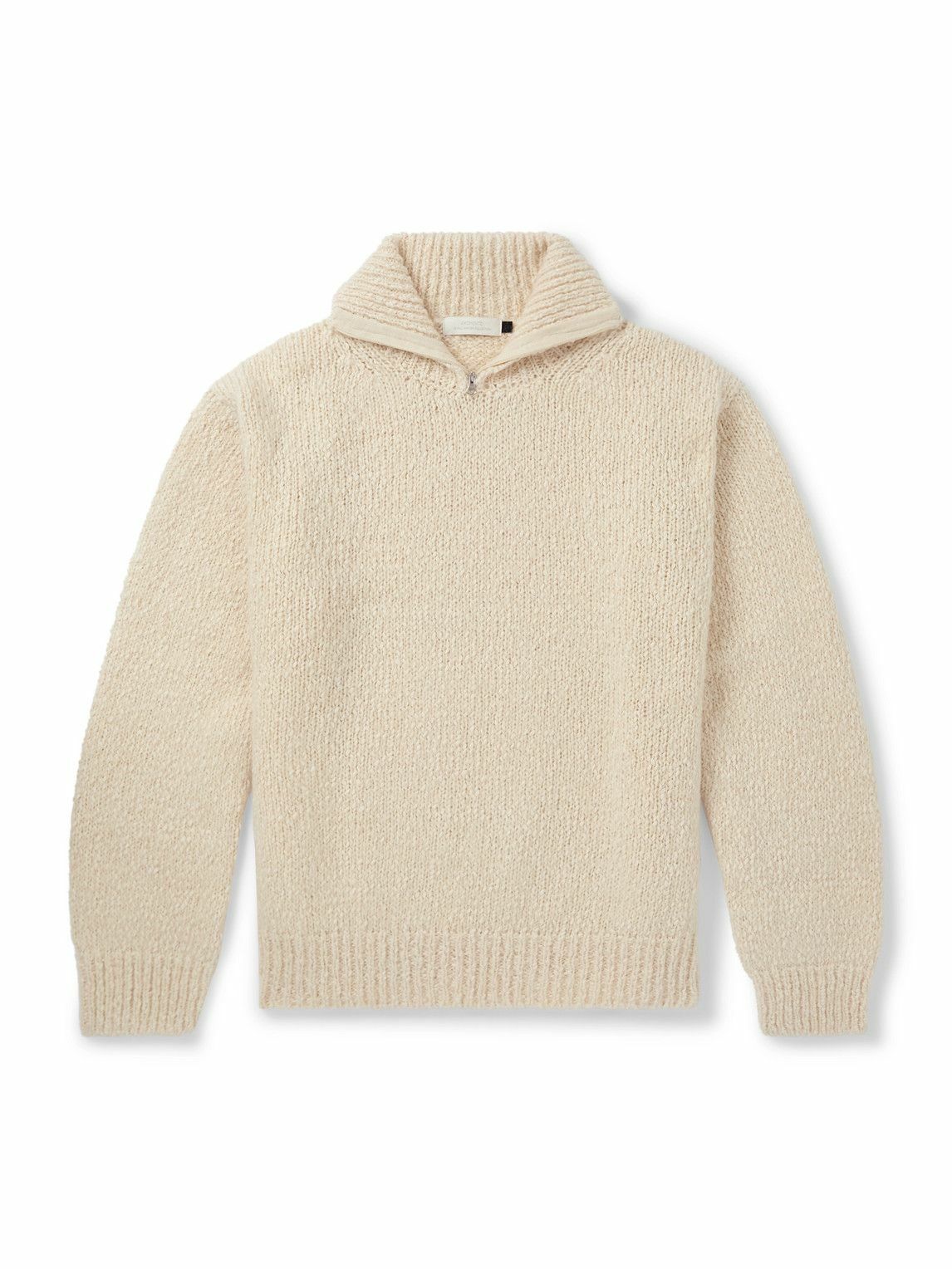 Amomento - Cotton-Blend Half-Zip Sweater - Neutrals