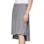 Thom Browne Grey and White Backstrap Knee-Length Skirt