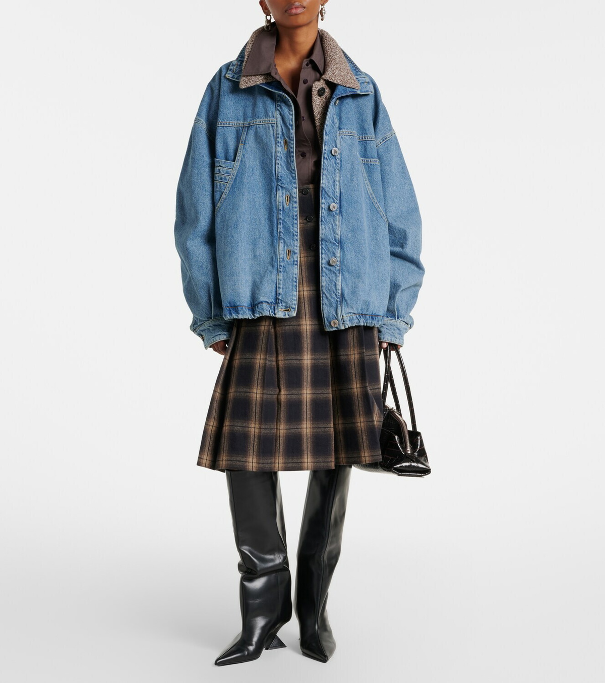 The Attico Oversized denim bomber jacket
