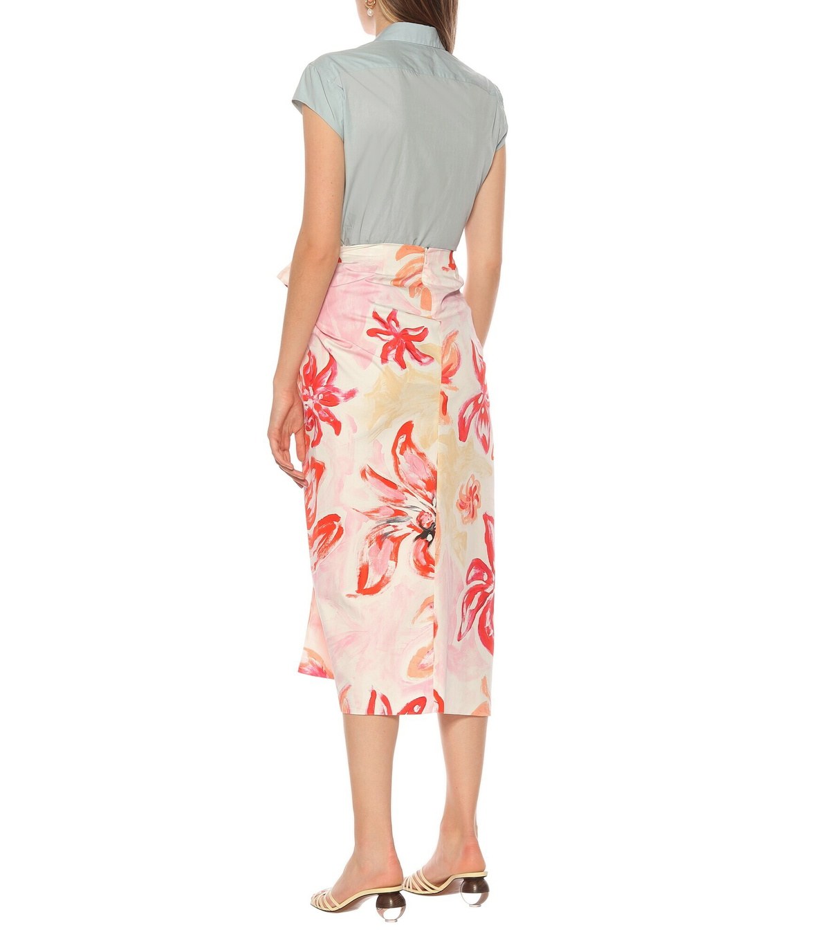 Marni - Floral cotton-blend midi wrap skirt