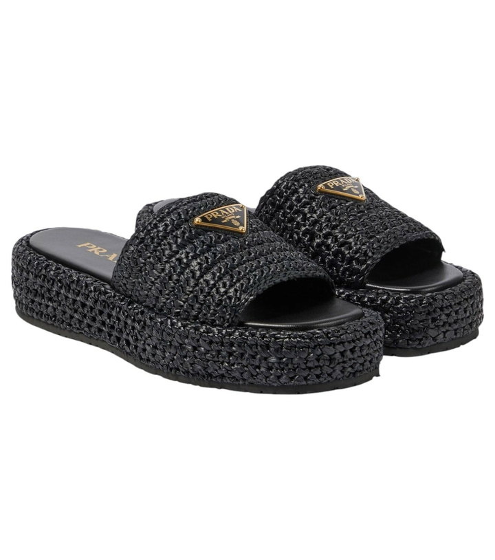 Photo: Prada Logo espadrille slides