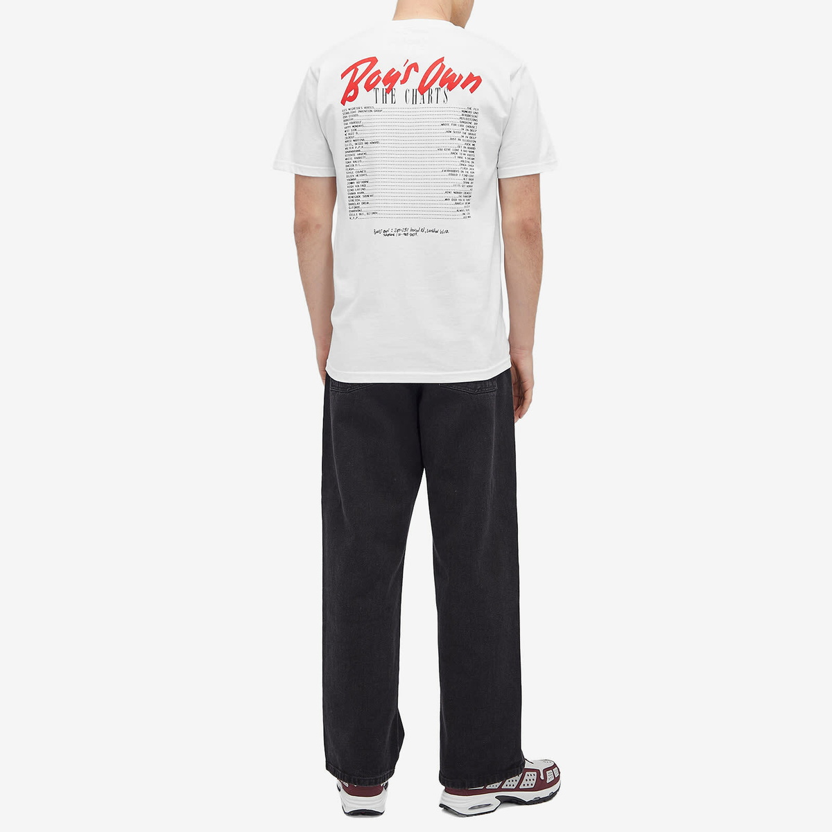 Boys Own Men's The Charts Print T Shirt in White/Red