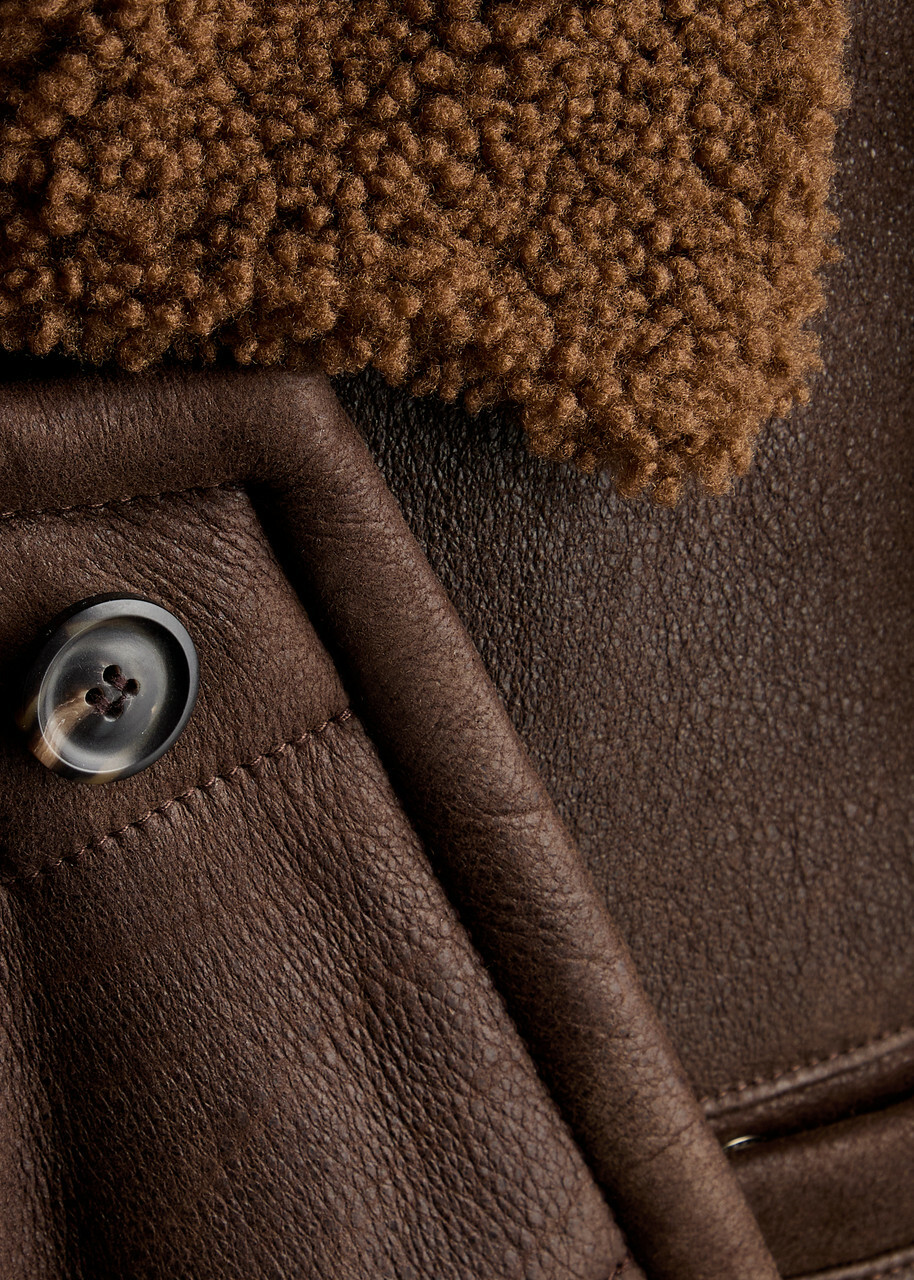 Our Legacy Alaska Shearling-trimmed Leather Jacket Brown Our