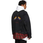 Balenciaga Black Denim LGBTQ Flags Embroidered Jacket