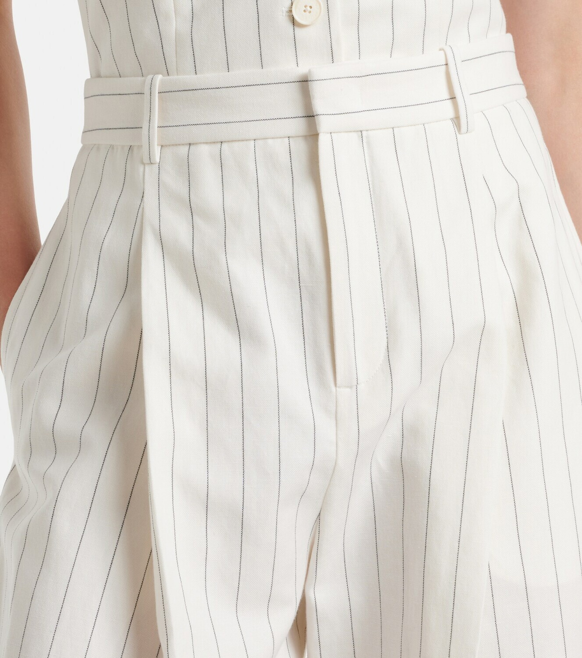Ralph Lauren Collection Harlo striped cotton, linen and wool pants