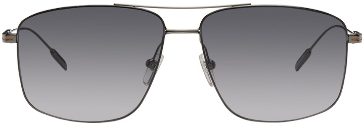 Photo: ZEGNA Gunmetal Top Bar Sunglasses