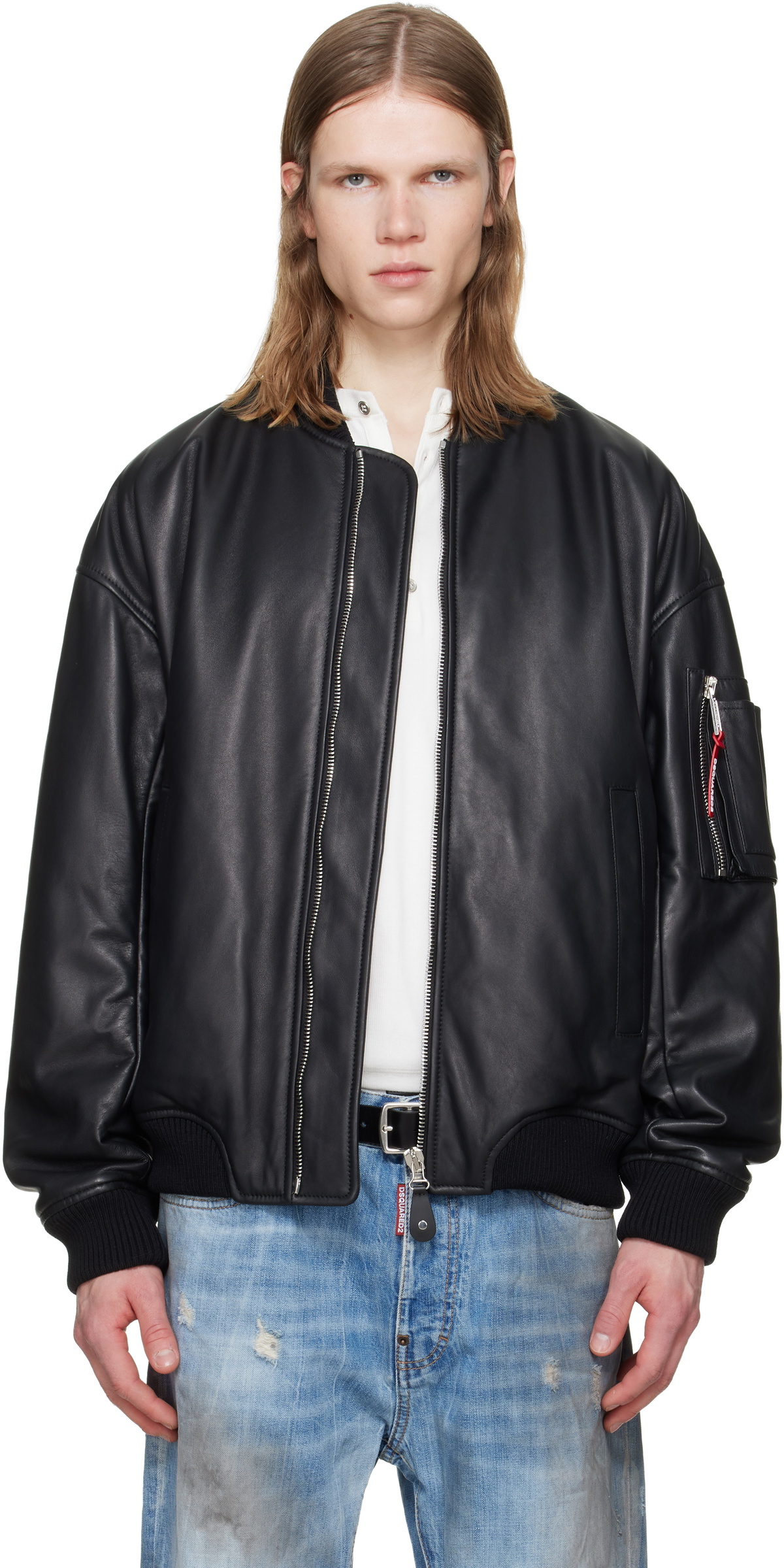 Dsquared2 Black Classic Zipped Bomber Jacket Dsquared2 Dsquared2 Black Classic Zipped Bomber Jacket Dsquared2