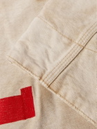 Rhude - Corduroy-Trimmed Logo-Print Distressed Cotton-Canvas Bomber Jacket - Neutrals