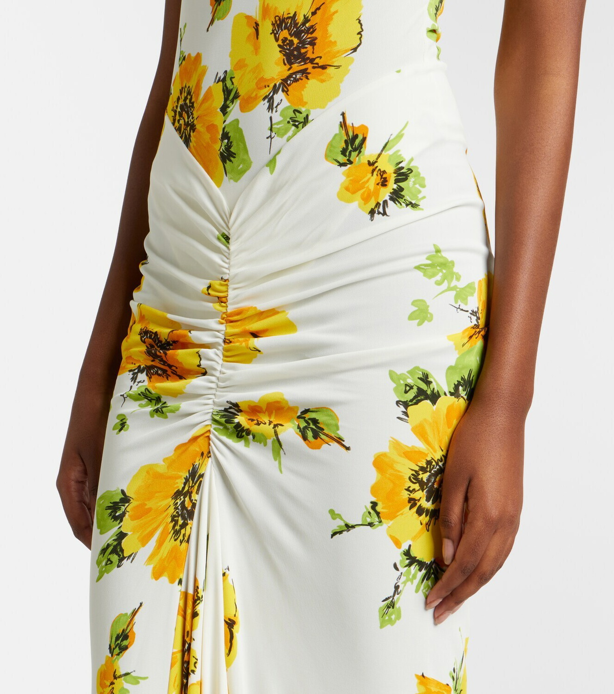 Alaïa Floral ruched jersey maxi dress