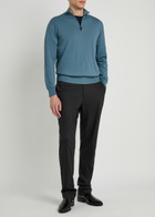 Canali Half-zip Cotton Jumper Dark Blue