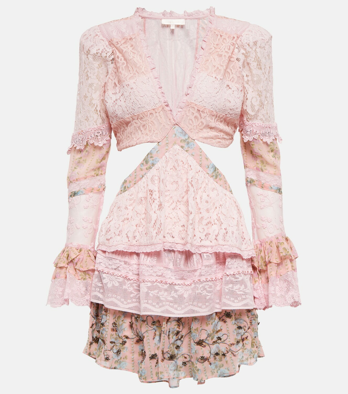 LoveShackFancy Karine lace and chiffon minidress
