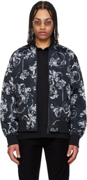 Versace Jeans Couture Black Barocco Reversible Bomber Jacket