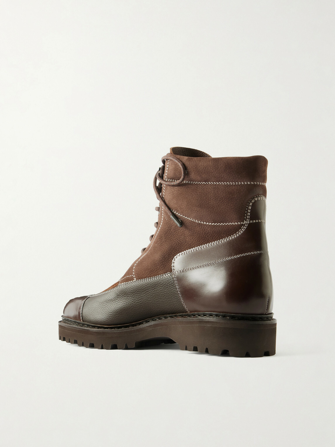 John Lobb - Peak Patchwork Leather, Suede and Nubuck Lace-Up Boots - Brown