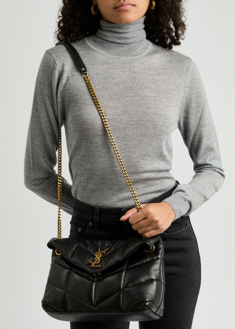 Saint Laurent Lou Puffer Small Leather Shoulder bag - Black - One Size