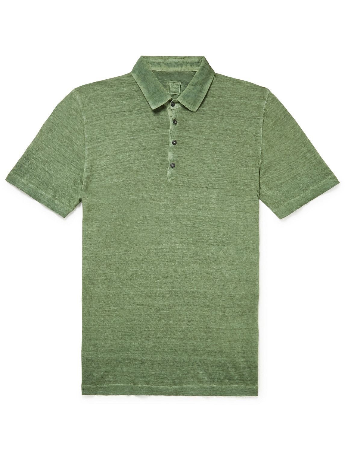 Photo: 120% - Slim-Fit Linen-Jersey Polo Shirt - Green