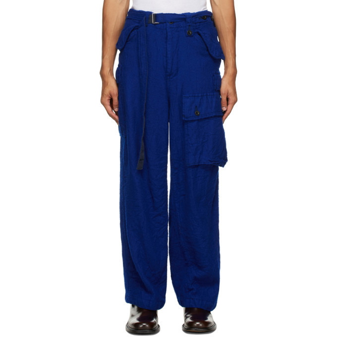 Photo: Sacai Blue Wool Solid Shrivel Trousers