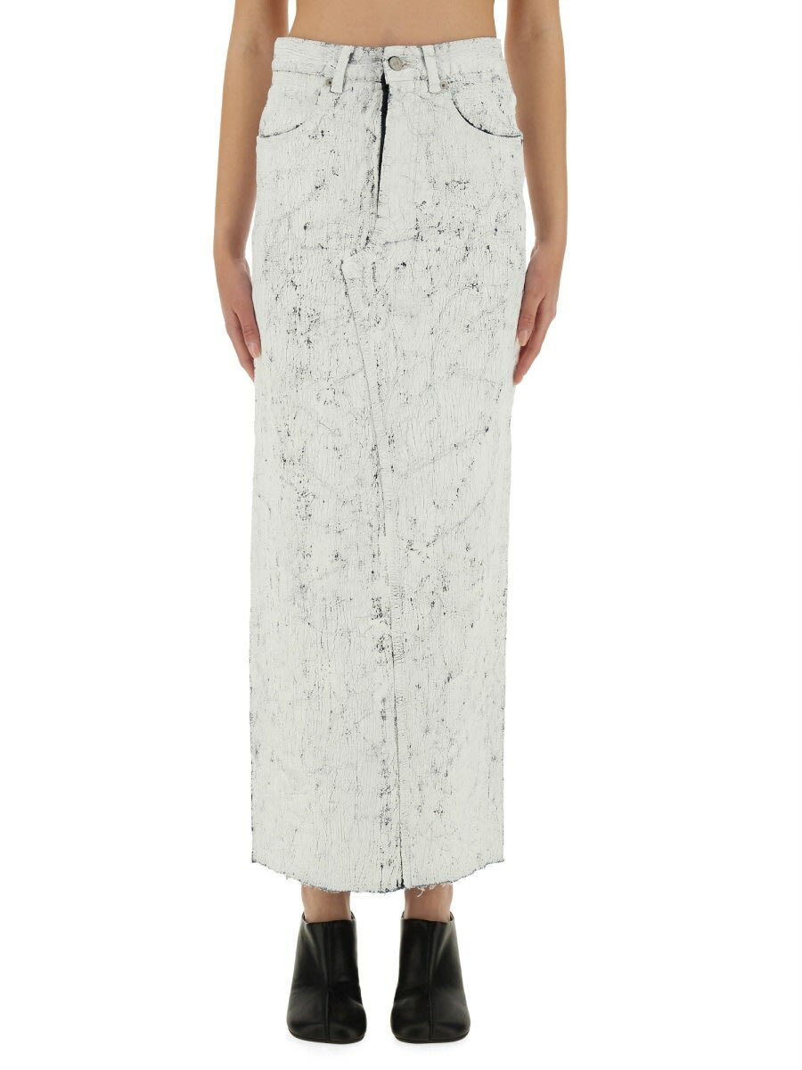 【MM6 MAISON MARGIELA】 Patchwork denim maxi skirt Patchwork denim maxi skirt in blue - MM 6 Maison Margiela