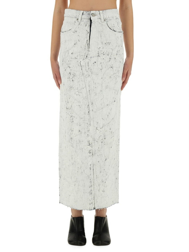 Photo: MM6 Maison Margiela Hand-painted Denim Long Skirt