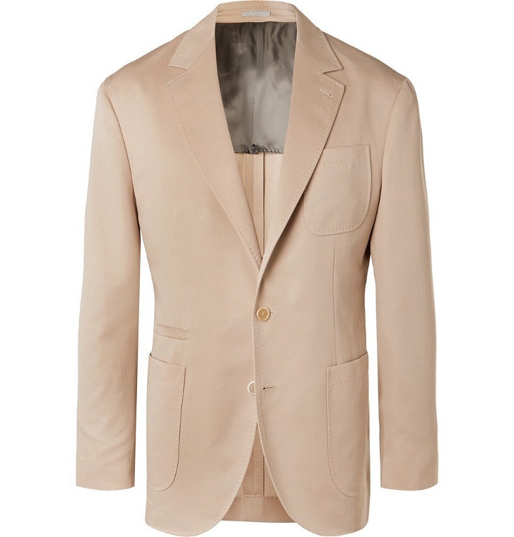 Photo: Brunello Cucinelli - Beige Wool and Cotton-Blend Suit Jacket - Beige