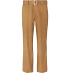 Burberry - Wide-Leg Belted Cotton-Twill Trousers - Tan