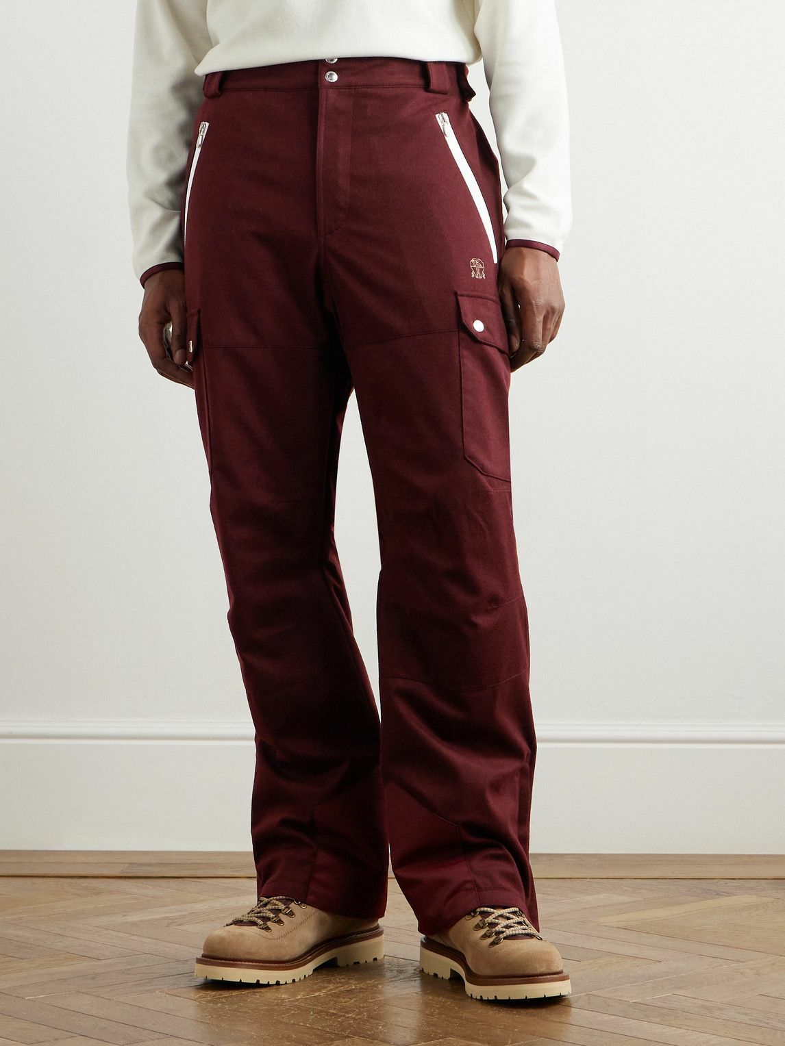 Brunello Cucinelli - Straight-Leg Shell-Trimmed Wool Ski Pants - Burgundy