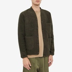 Universal Works Men's Wool Fleece Cardigan in Olive