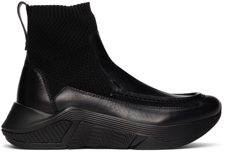 Photo: Giorgio Armani Black Paneled Chunky-Soled High-Top Sneakers