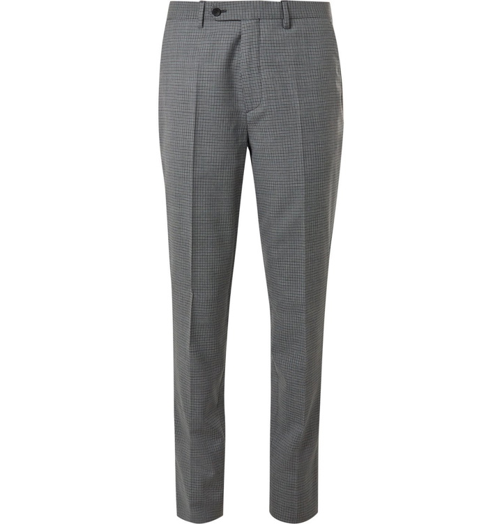 Photo: Mr P. - Slim-Fit Houndstooth Wool Trousers - Gray