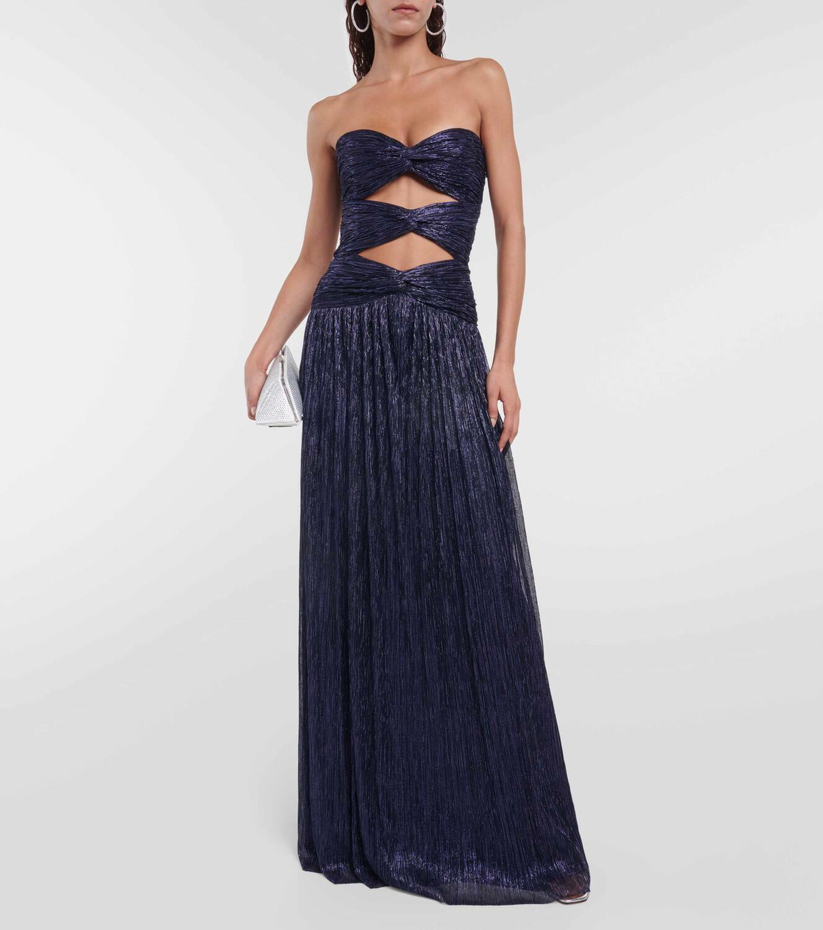 knee length dresses for ladies Zaya Plisse Metallic Maxi Dress