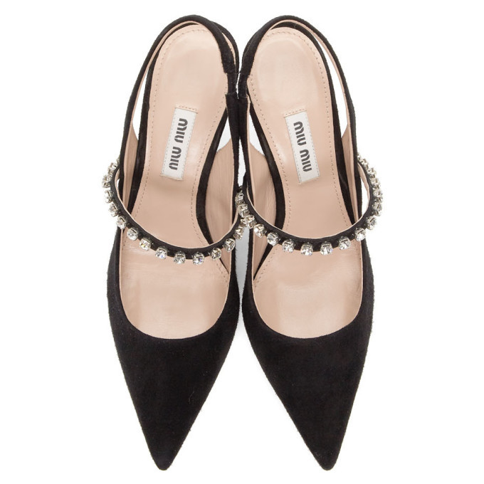 Miu Miu Black Suede Slingback Heels