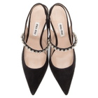 Miu Miu Black Suede Slingback Heels
