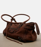 Balenciaga Le City East-West Small suede shoulder bag