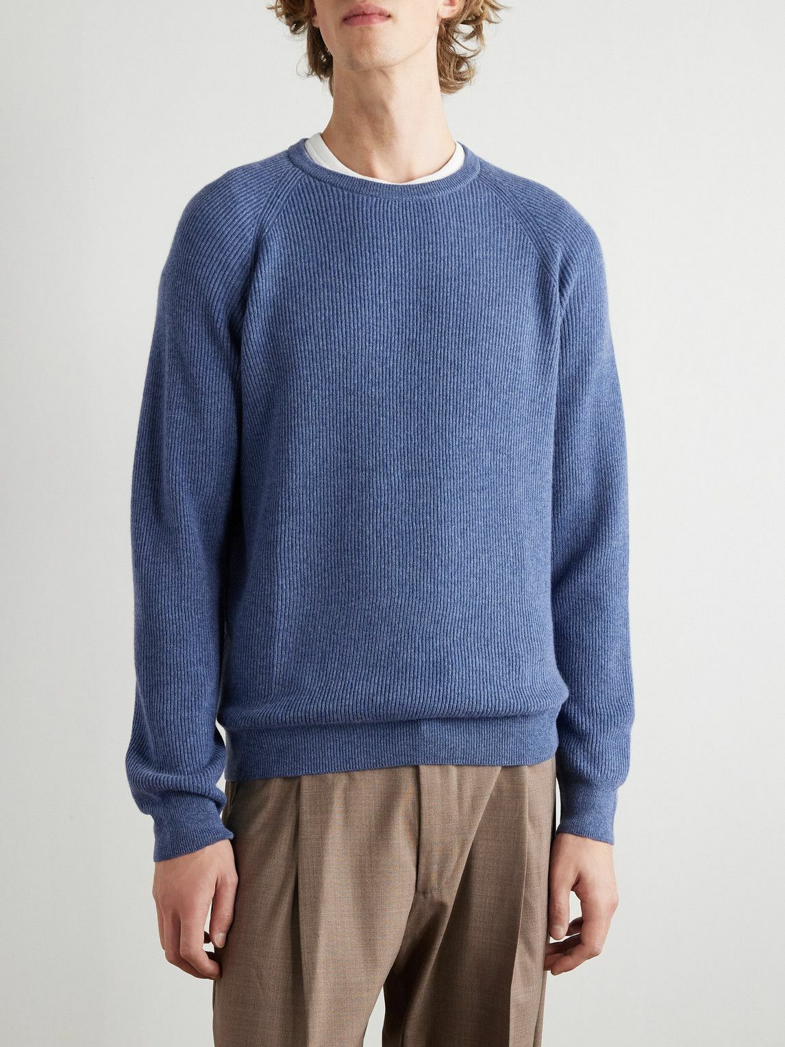 Peter Millar - Ribbed Cashmere-Blend Sweater - Blue