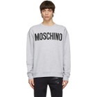 Moschino Grey Cotton Logo Sweatshirt