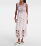 Susan Fang Shirred floral tulle top