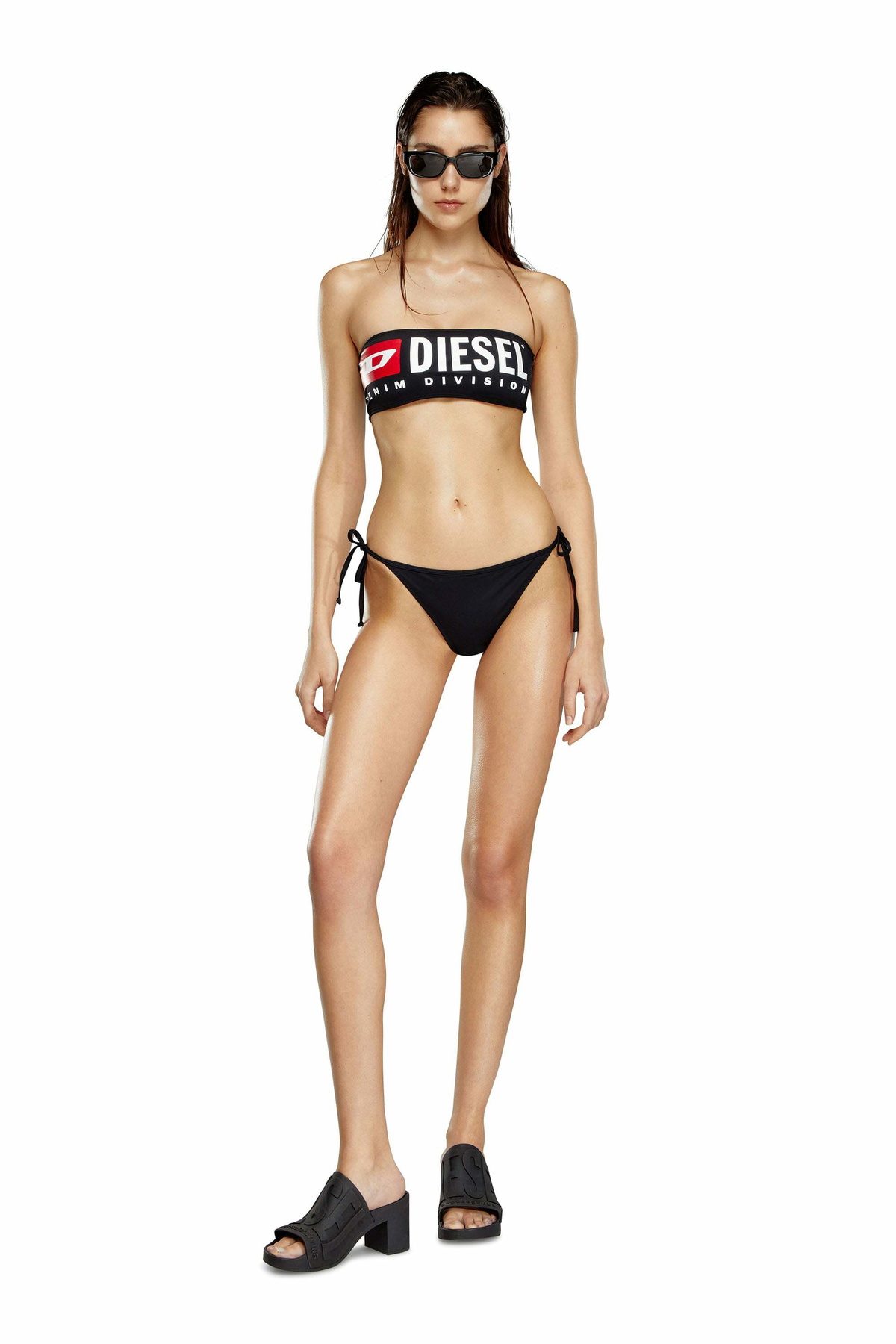 Diesel Bandeau bikini top with maxi logo - Bras Womens in Black