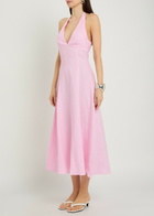 Faithfull The Brand Marais Halterneck Linen Midi Dress Pink