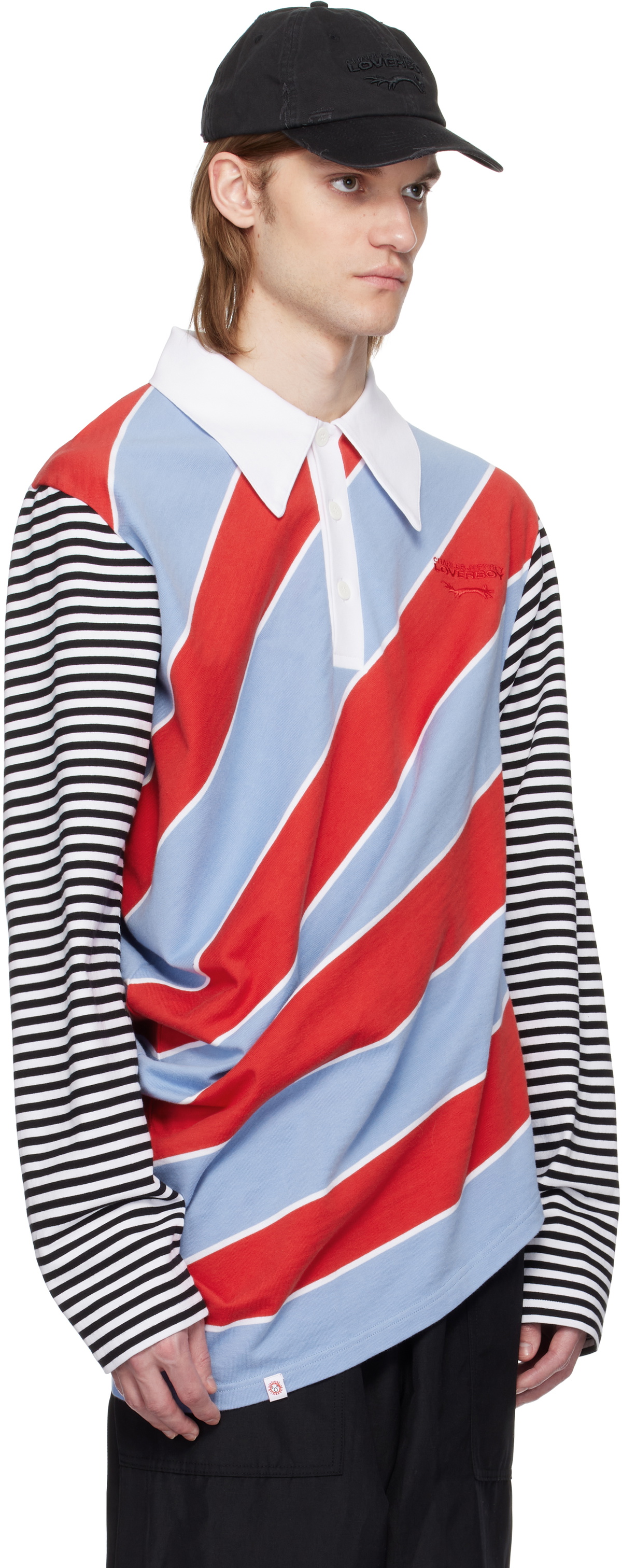 Charles Jeffrey LOVERBOY Red & Blue Topsy Turvy Polo Charles Charles Jeffrey LOVERBOY Red & Blue Topsy Turvy Polo Charles
