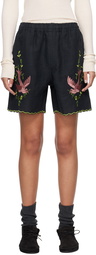 Bode Black Rosefinch Shorts