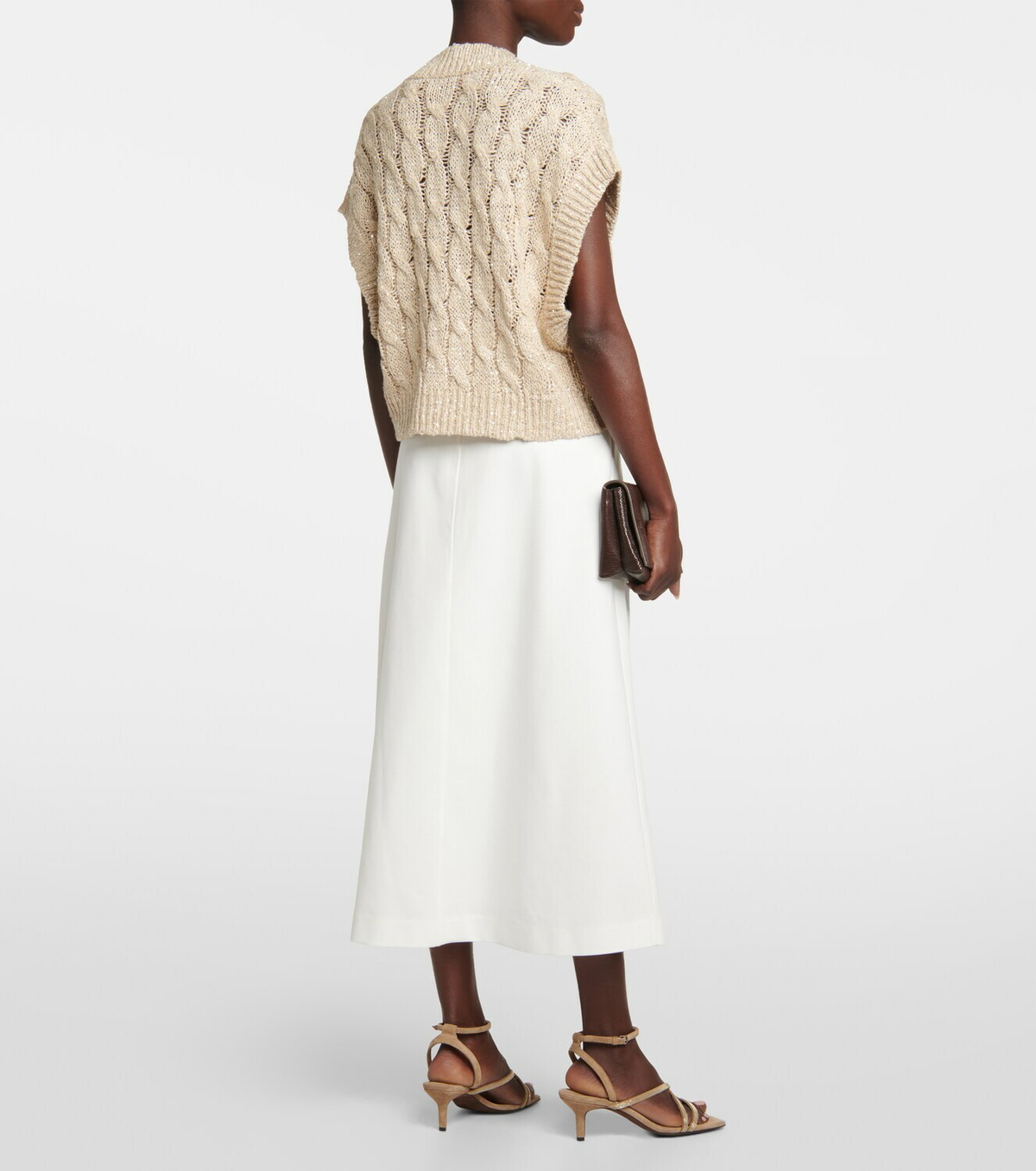 Brunello Cucinelli Cable-knit embellished sweater vest