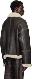 AMI Paris Brown Shearling Zip Jacket